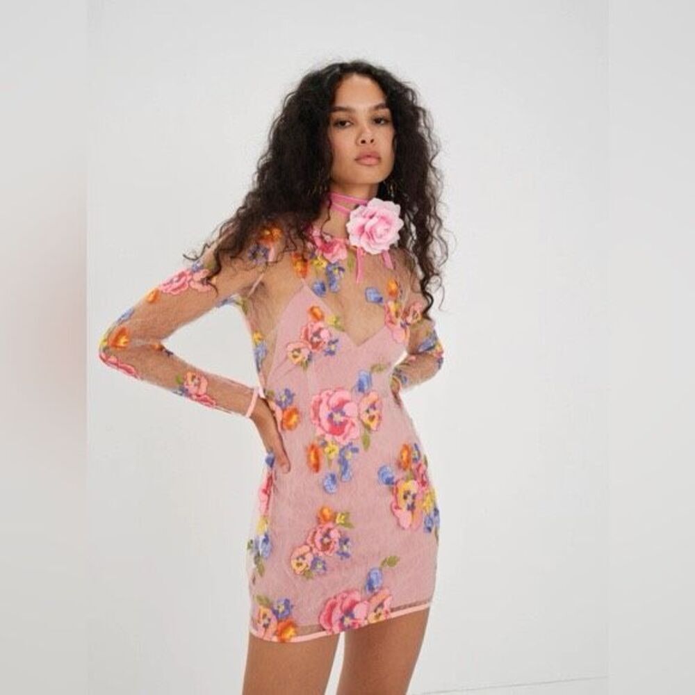 NWT For Love & Lemons Percy Floral Embroidered Mini Dress Size Small $350 MSRP